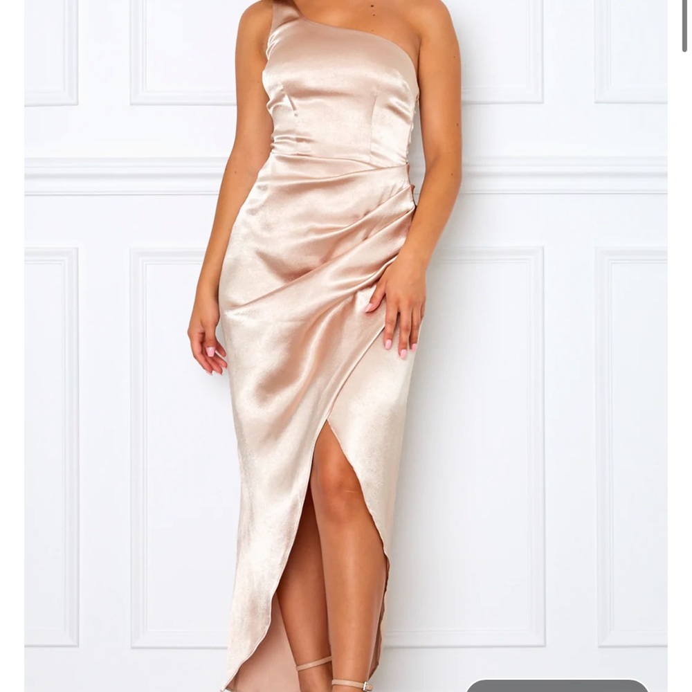 White Fox Boutique Willow Wrap Dress in Champagne